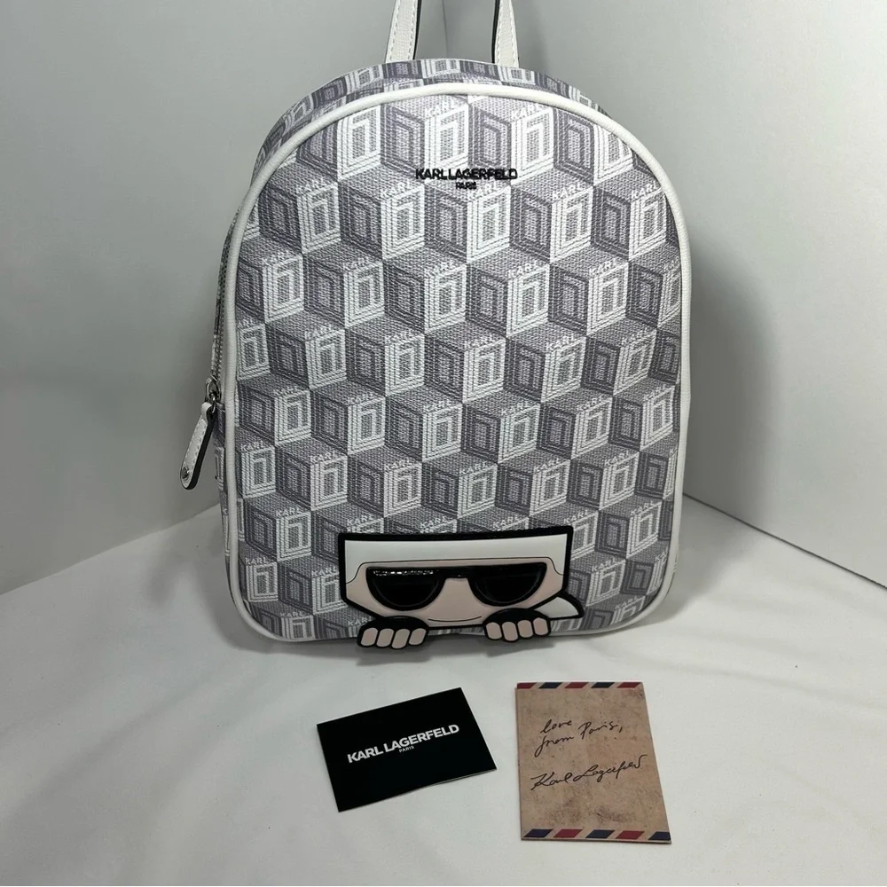 Karl Lagerfeld Paris‎ White/Grey Adele Backpack Women’s